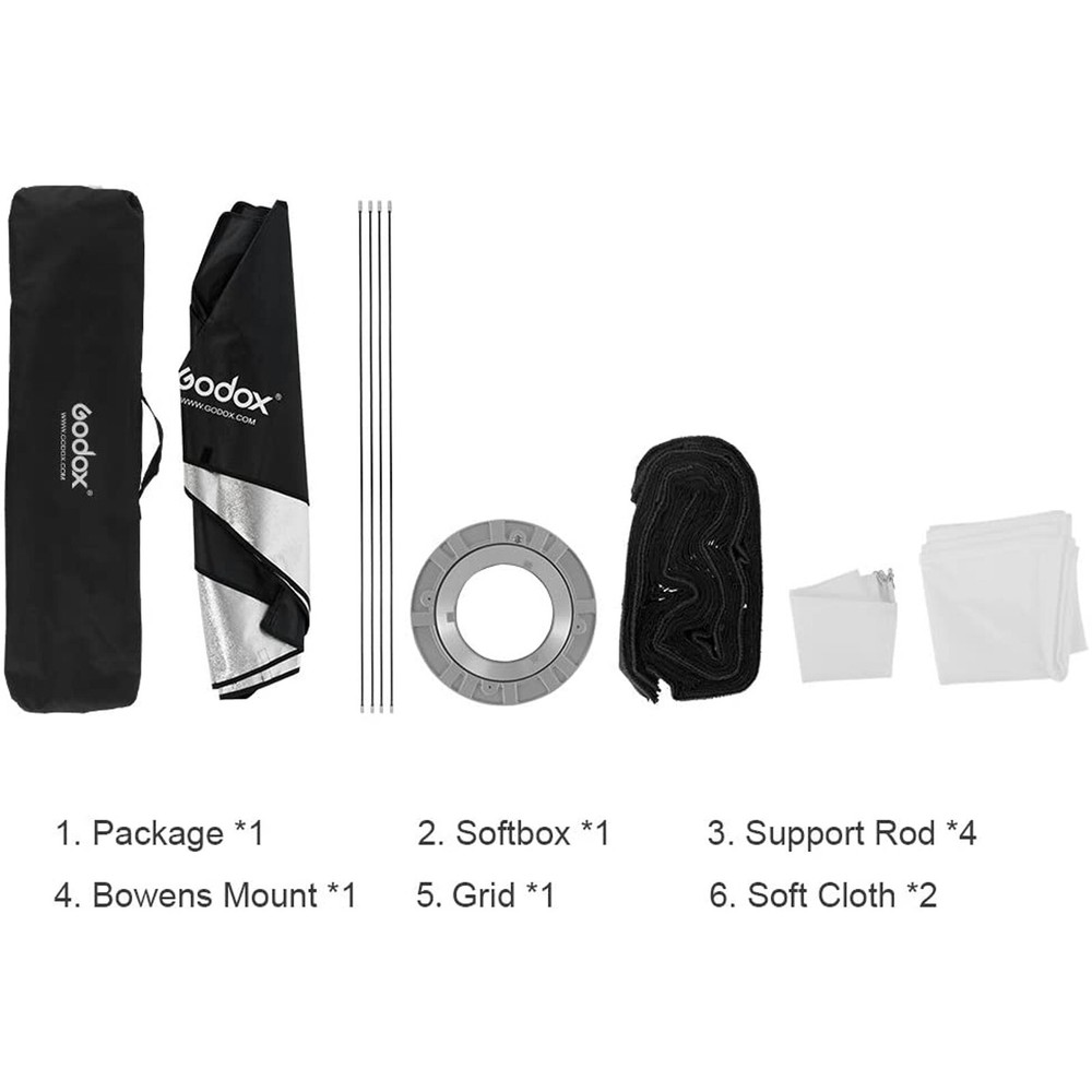 Godox 35x160cm Rectangle Bowens Mount Strip Softbox Grid For Strobe Flash Light
