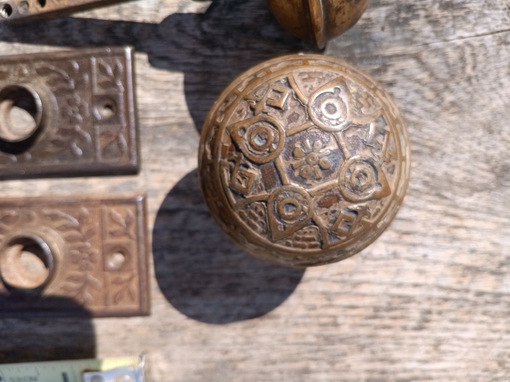 Antique Eastlake Door Knobs, Back Plates