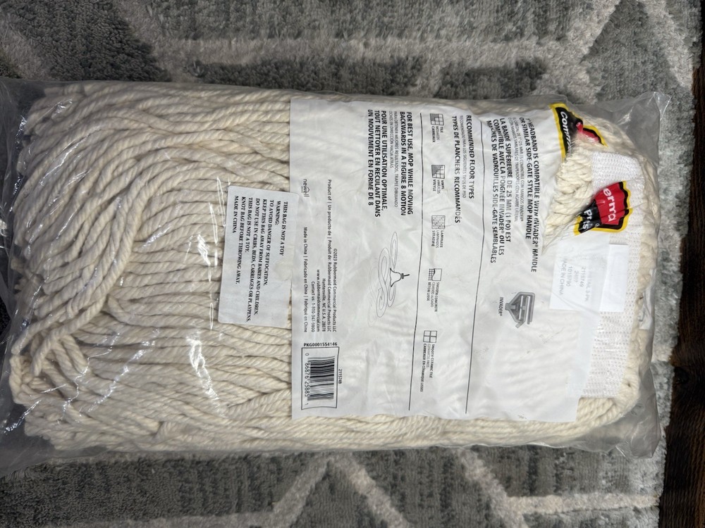 Rubbermaid #16 SMALL Cut End Cotton Mop Head Refill Replacement Floor 1