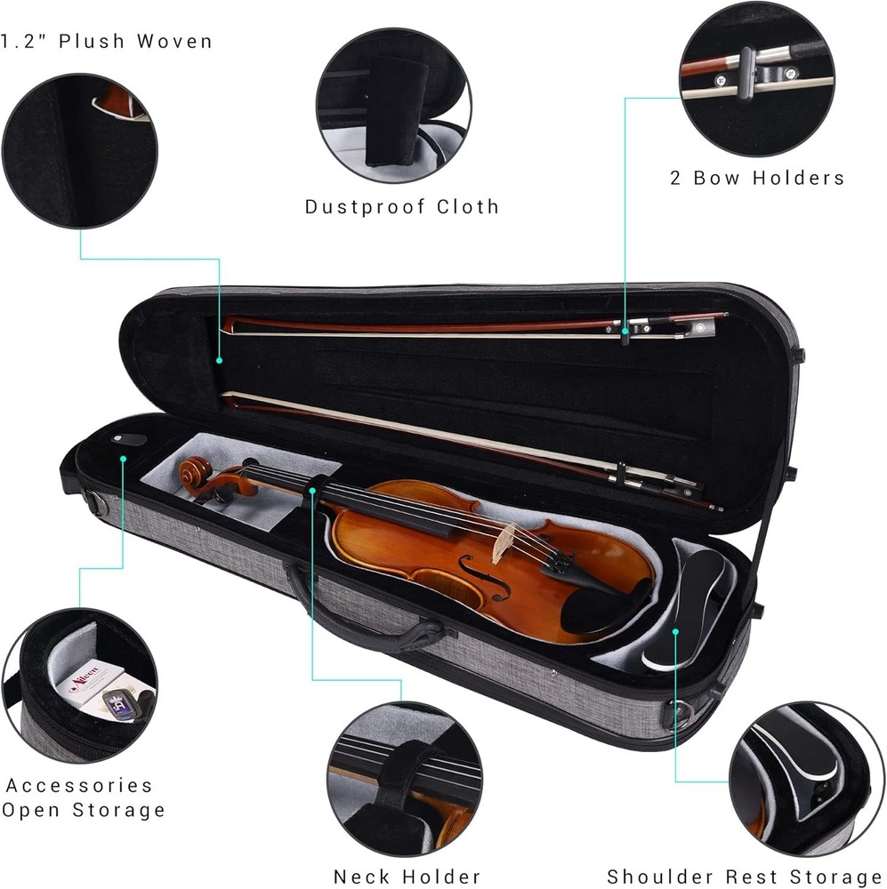 Aileen CSV502 Basic Professional 4/4 Full Size Violin Case Triangular Hard Shell