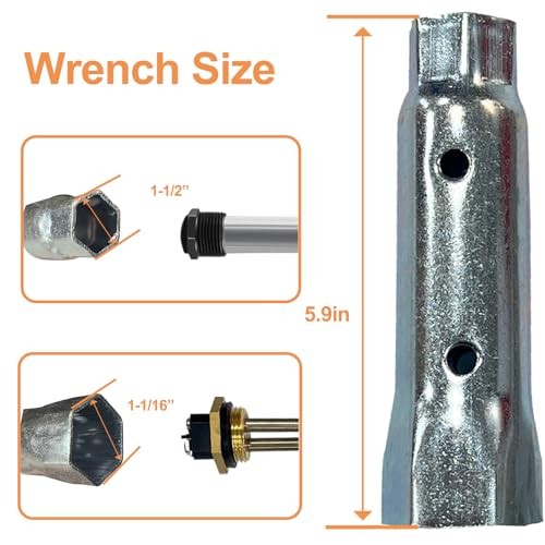 Upgraded Titanium 520900 RV Water Heater Element with Wrench for Suburban SW
