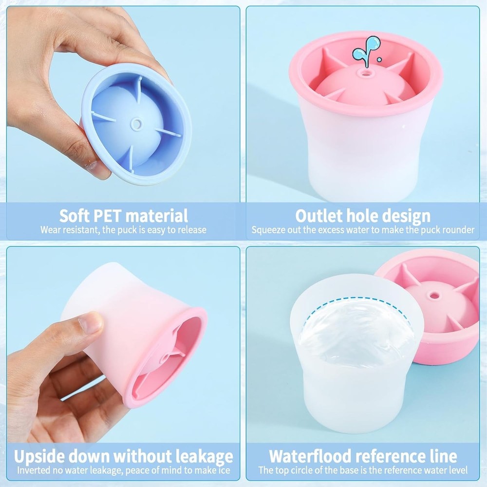 Round Ice Cube Molds 6 Pieces, Silicone Sphere Ice Mold Maker, Stackable Easy Re