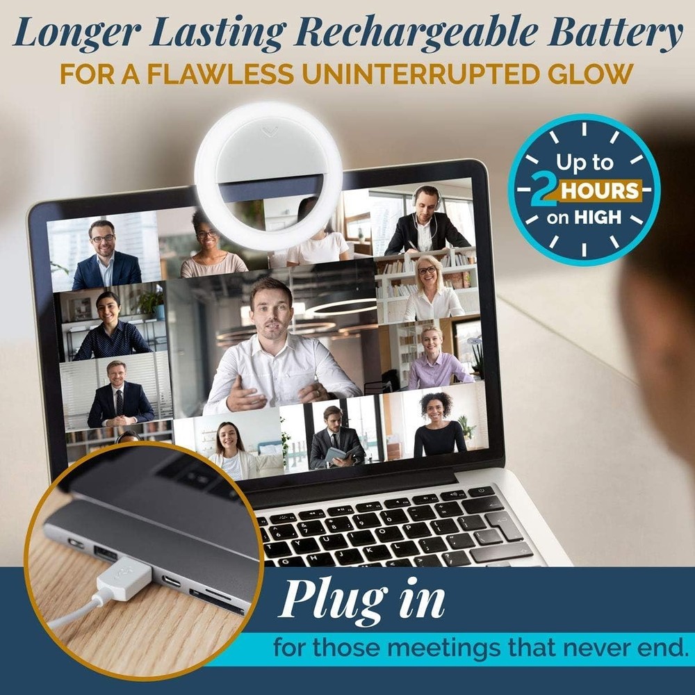 GearLight Selfie Ring Light for Computer or Phone - Rechargeable, Webcam &Video