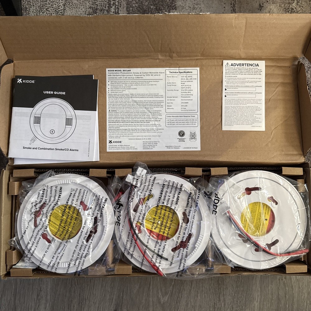 Kidde Hardwired Smoke & Carbon Monoxide Detector for Home. 3-Pack.