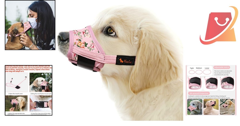 Dog Muzzle Nylon Breathable Adjustable Small Medium Large Anti Biting Barking...