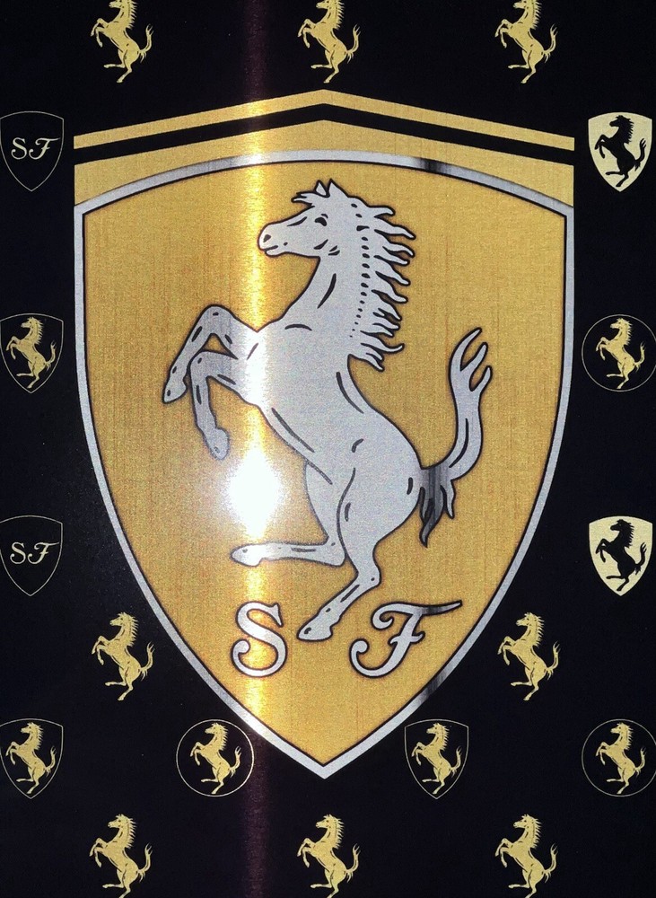 Premium Panel Brushed Aluminum Ferrari Racing Sign