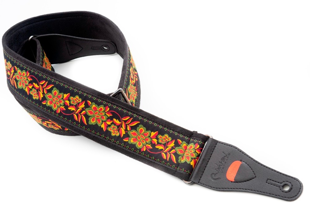 RightOn! Mojo Roses Black Design Guitar Strap