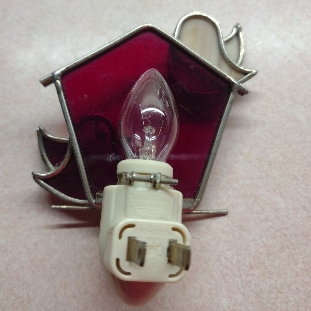 Vintage Stain Glass Ruby Red Night Lights Wall Plug In Nightlight