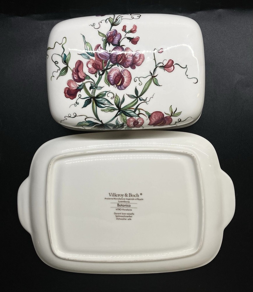 BOTANICA Villeroy & Boch 8 7/8" Rectangular Butter Dish Lathyrus Tuberosus
