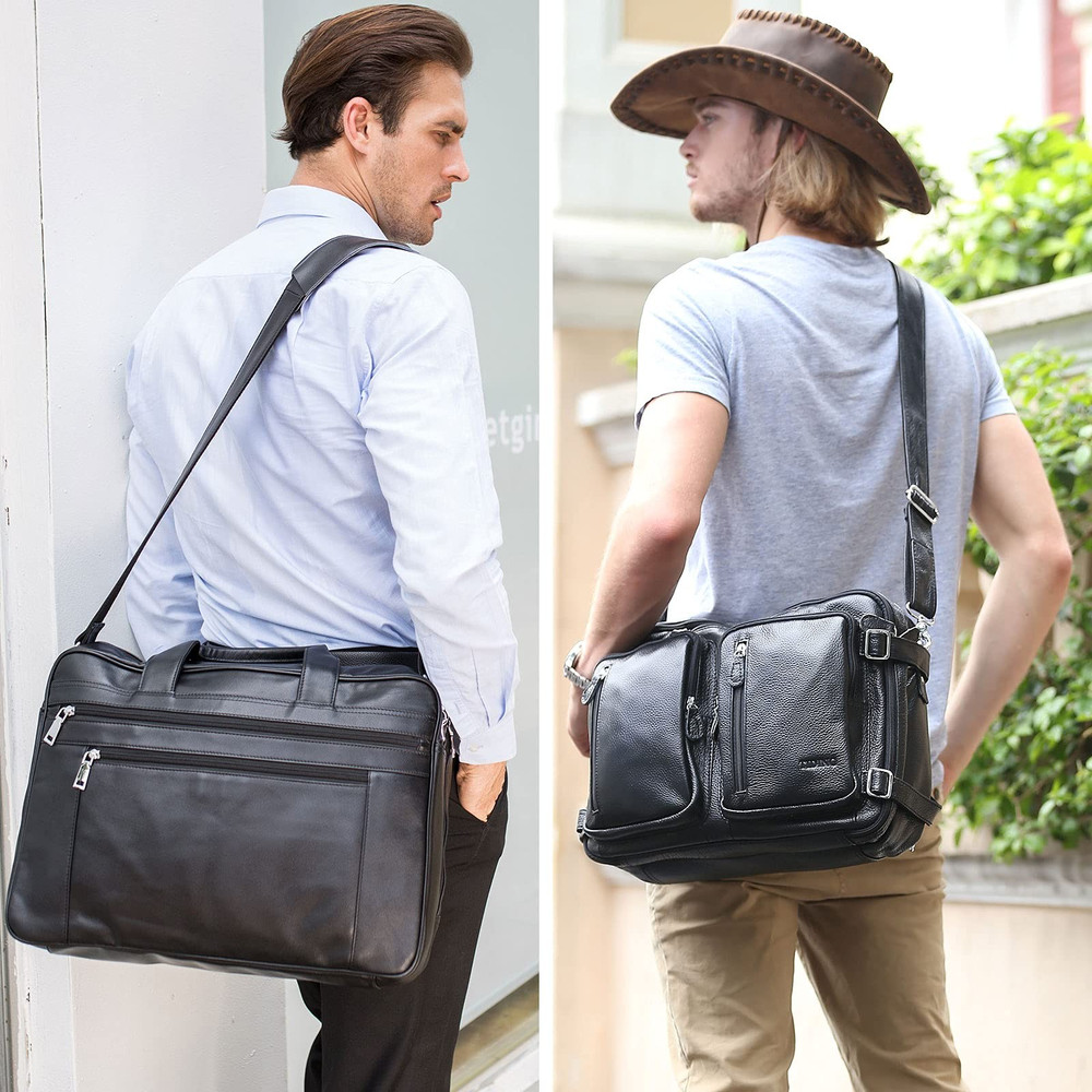 Full Grain Leather Shoulder Strap - Bag Straps for Laptop Briefcase, Messenge...