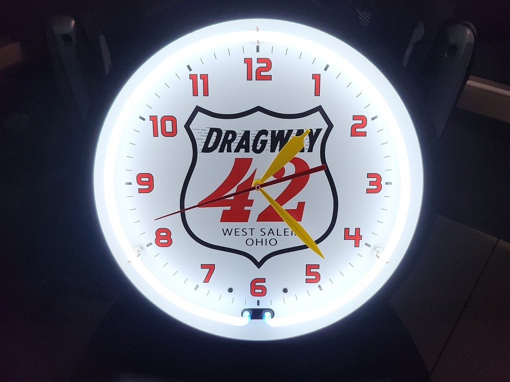 Dragway 42 Neon Clock 20" Image Time Mint condition Custom Made