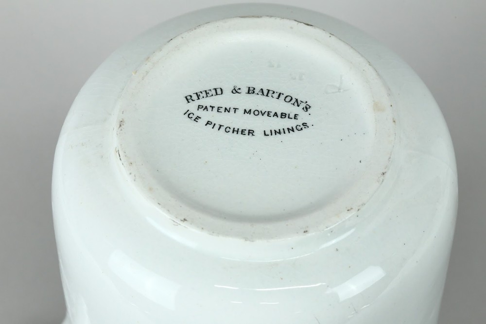 Large Late 19th C. Reed & Barton Silver Plated Water Pitcher with Ceramic Insert