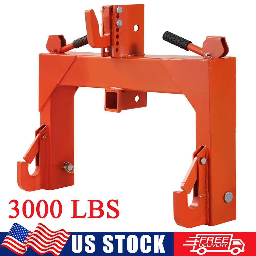 3 Point Quick Hitch Adapter For Category 1 & 2 Adjustable Bolt Tractor 3000 LBS