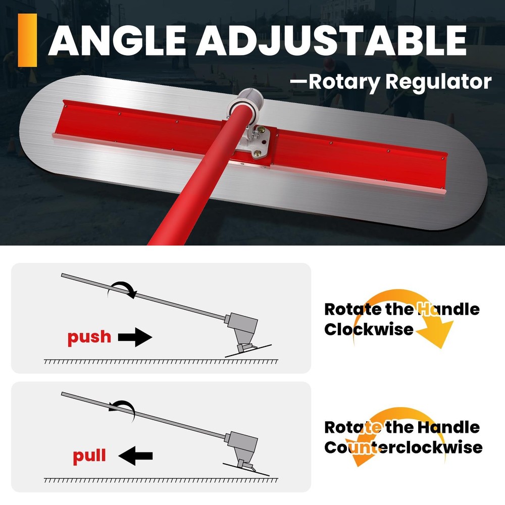 48"x12" Bull Float Concrete Finishing Kit with 4 Handles Leveling Tools