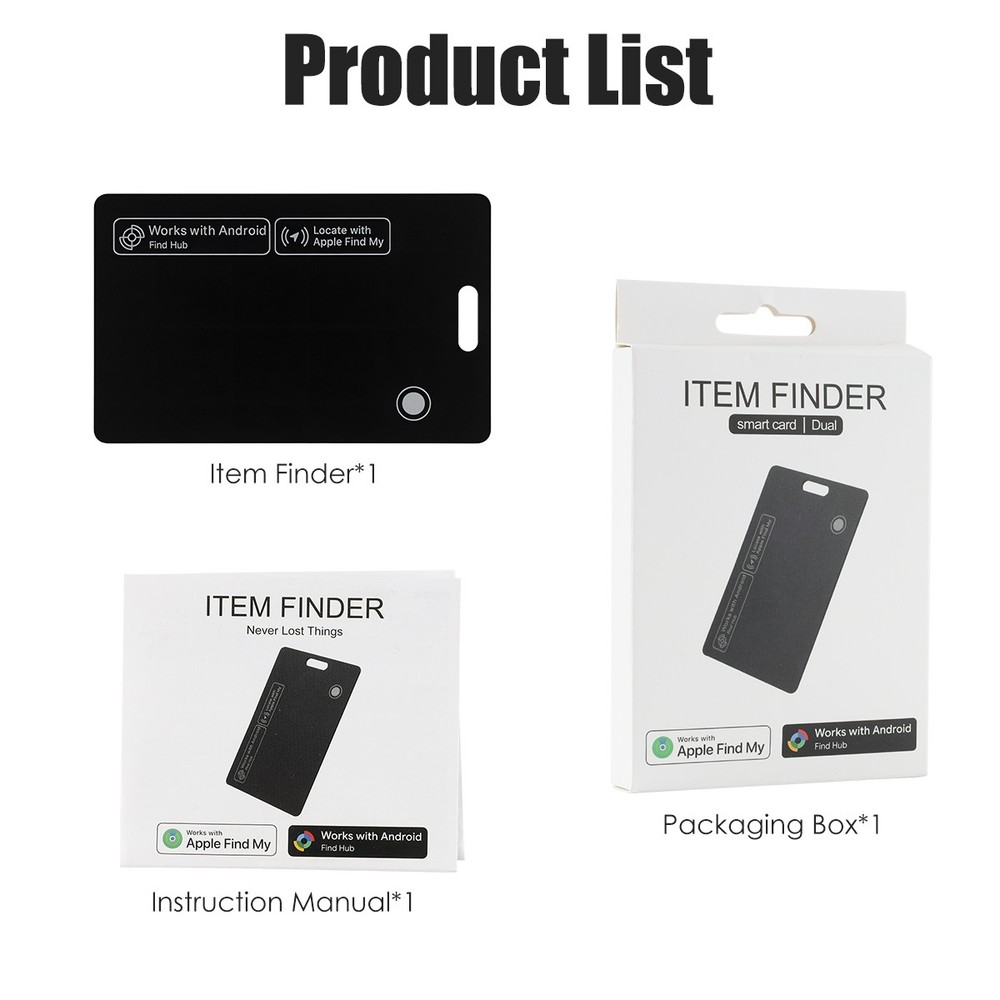 Bluetooth Rechargeable Wallet Tracker Card IP68 For iPhone Apple Find My &Google