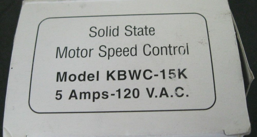 KB Electronics KBWC-15K Solid State Motor Speed Control 5A 120 VAC