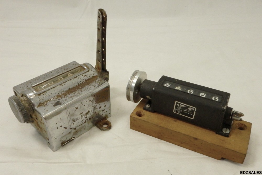 (2) 5 Digit Mechanical Counters - Veeder Root, Silver-King