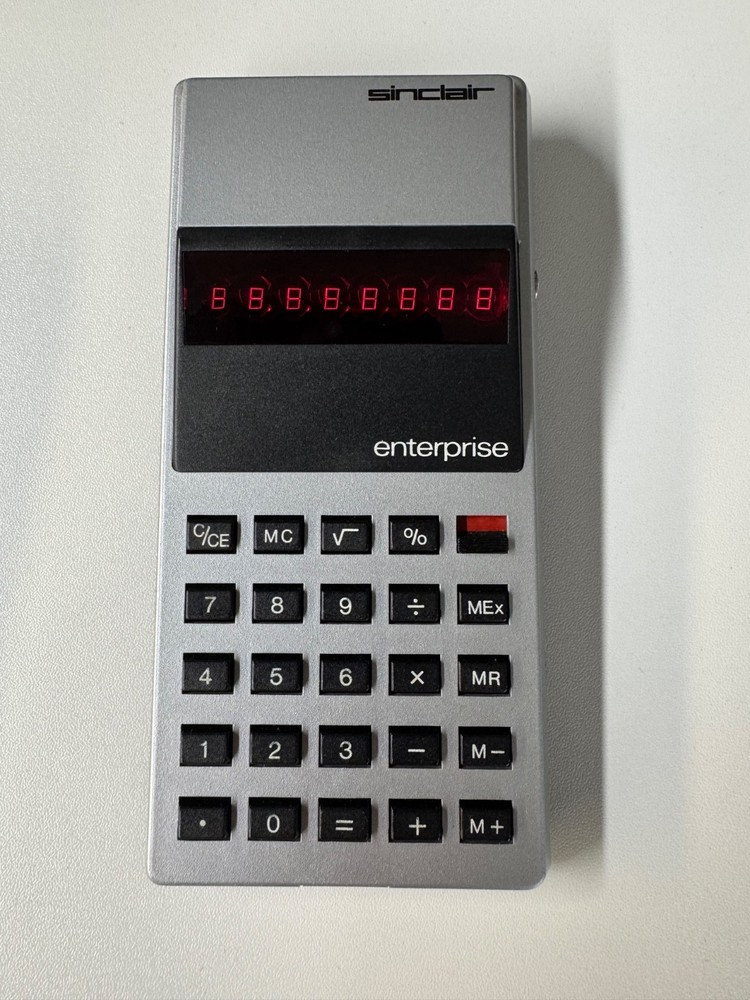 Sinclair Enterprise Calculator (1977/78) Red LED Display – Tested Working – Case