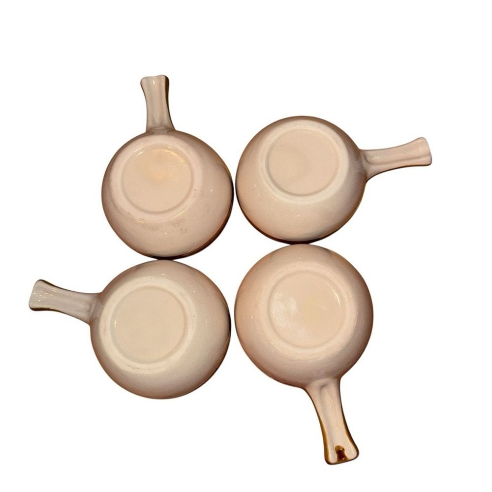 Elegant Brown Ceramic Soup Bowls Set of Four stackable