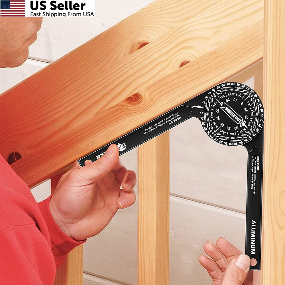 Saker Miter Saw Protractor|7-Inch Aluminum Protractor Angle Finder Black