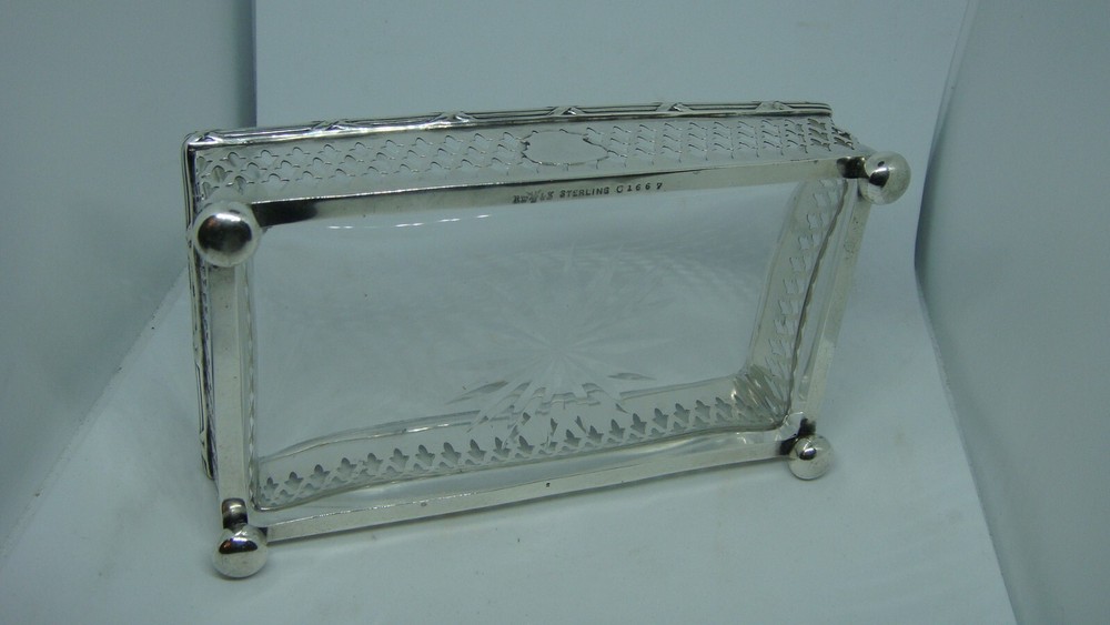 VINTAGE WALLACE & SON RECTANGULAR STERLING SILVER GLASS DISH SERVER 2.84