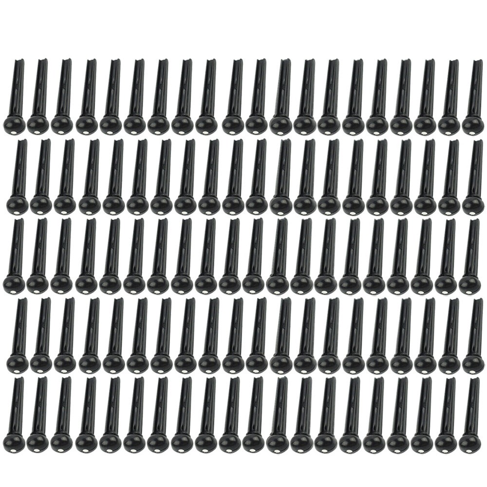 50 Pack Black Acoustic Guitar Bridge Pins Plastic String End Peg Fastener Holder