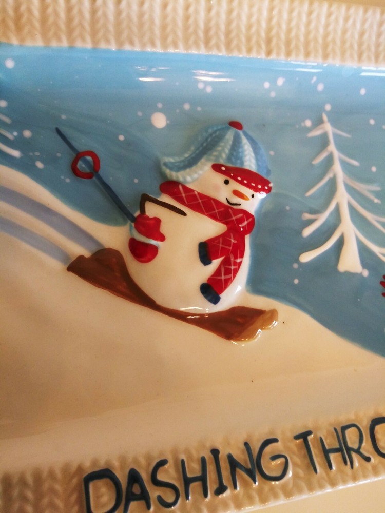 St Nicholas Square 2010 Let It Snow Dashing Through The Snow Rectangular Platter