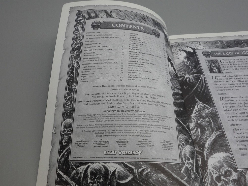 Warhammer Fantasy "Oldhammer" Codex Army Book - Vampire Counts 1999 Supplement