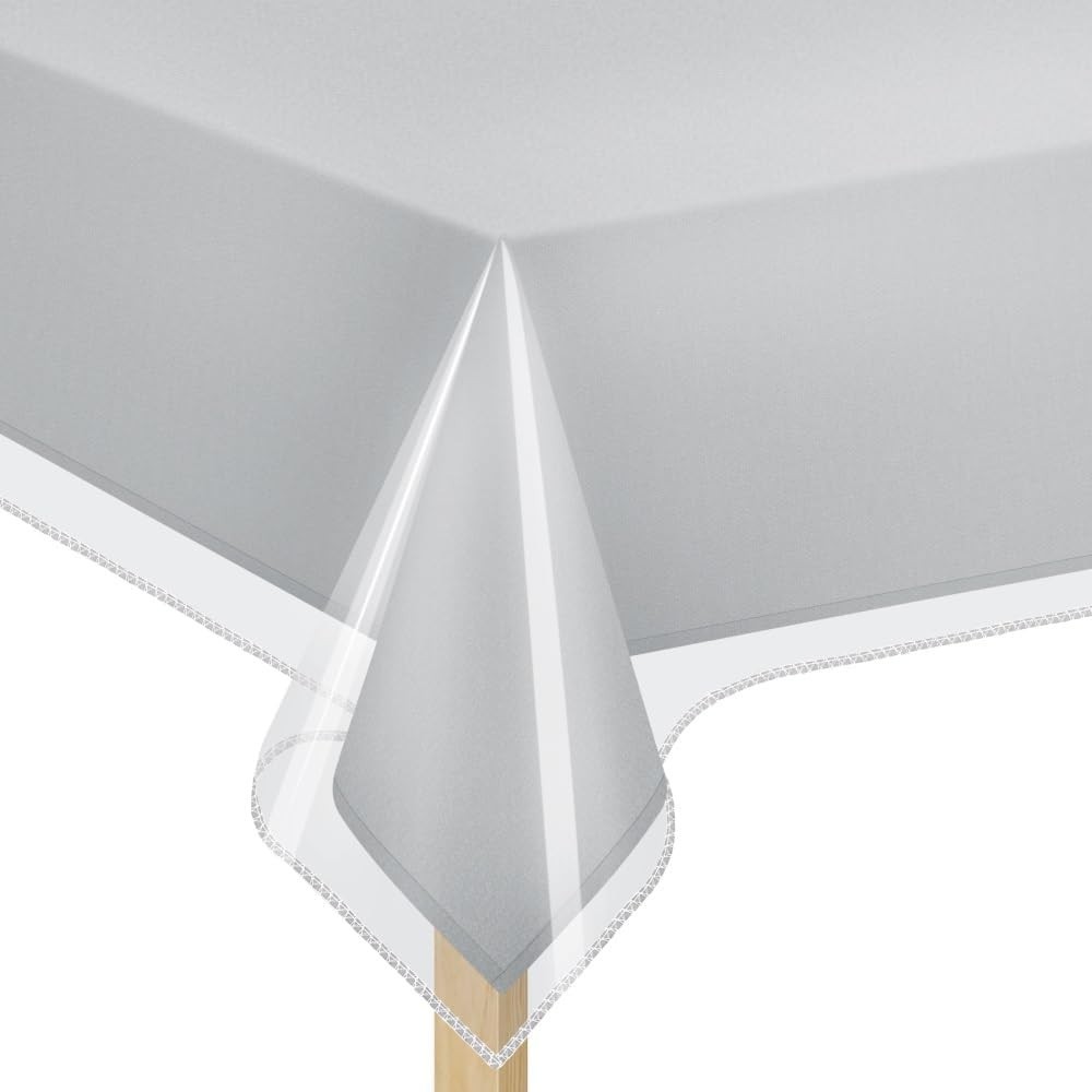 Deluxe 54" x 78" Rectangular Table Cover - Waterproof Vinyl Protector for Dining