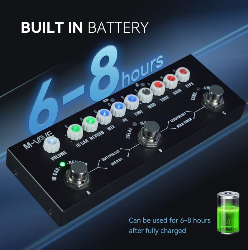 Multi Effects Guitar Pedal, Reverb Delay, Chorus, Phaser, Black