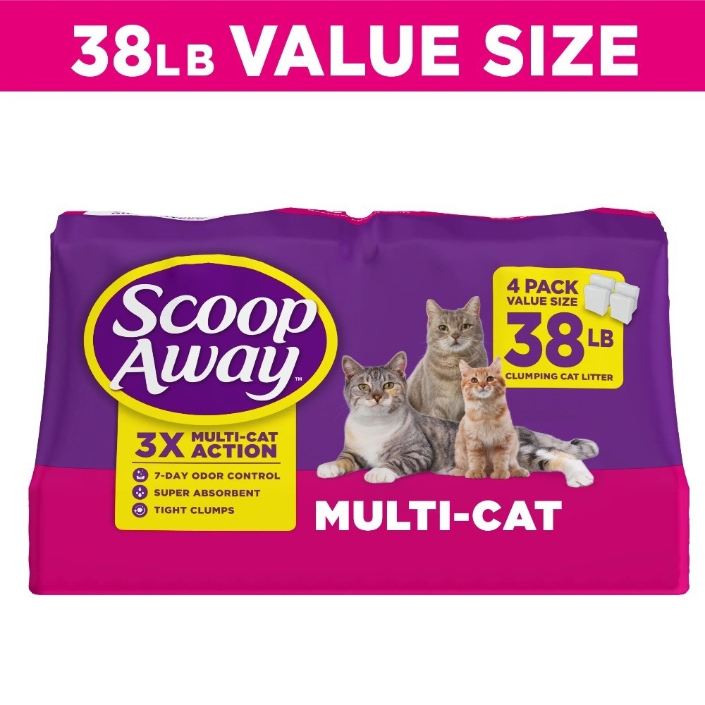 Multi Cat Litter with Meadow Fresh Scent 38 lb 3 Pack Odor Control Clumping