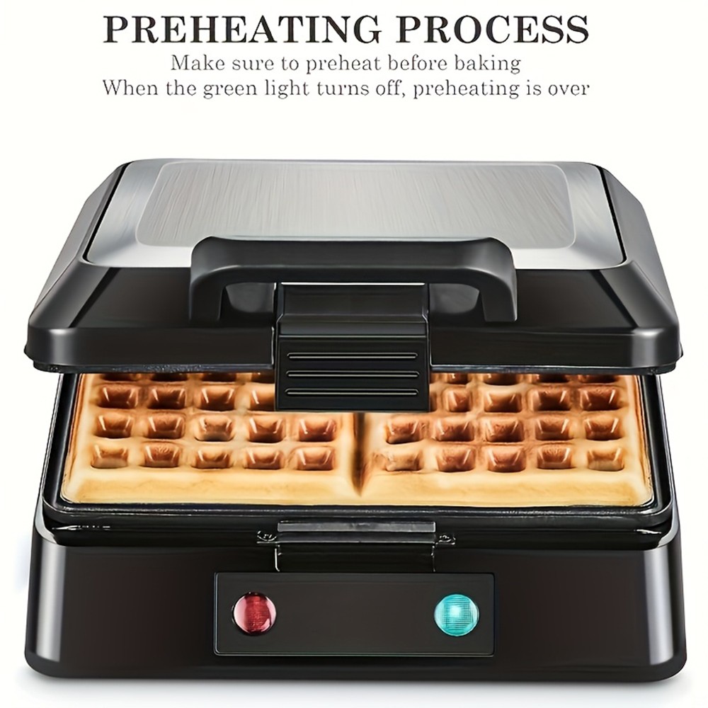 Heavy Waffle Maker Iron Square Non-Stick Double Waring 4 Belgian Machine Baking