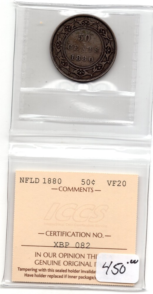 NFLD 1880 50 cent VF 20