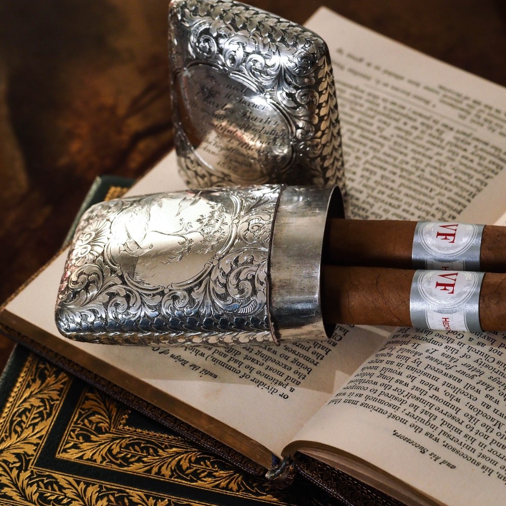 Antique Victorian Silver Cigar/Cheroot Case Profusely Engraved - Nathaniel Mills