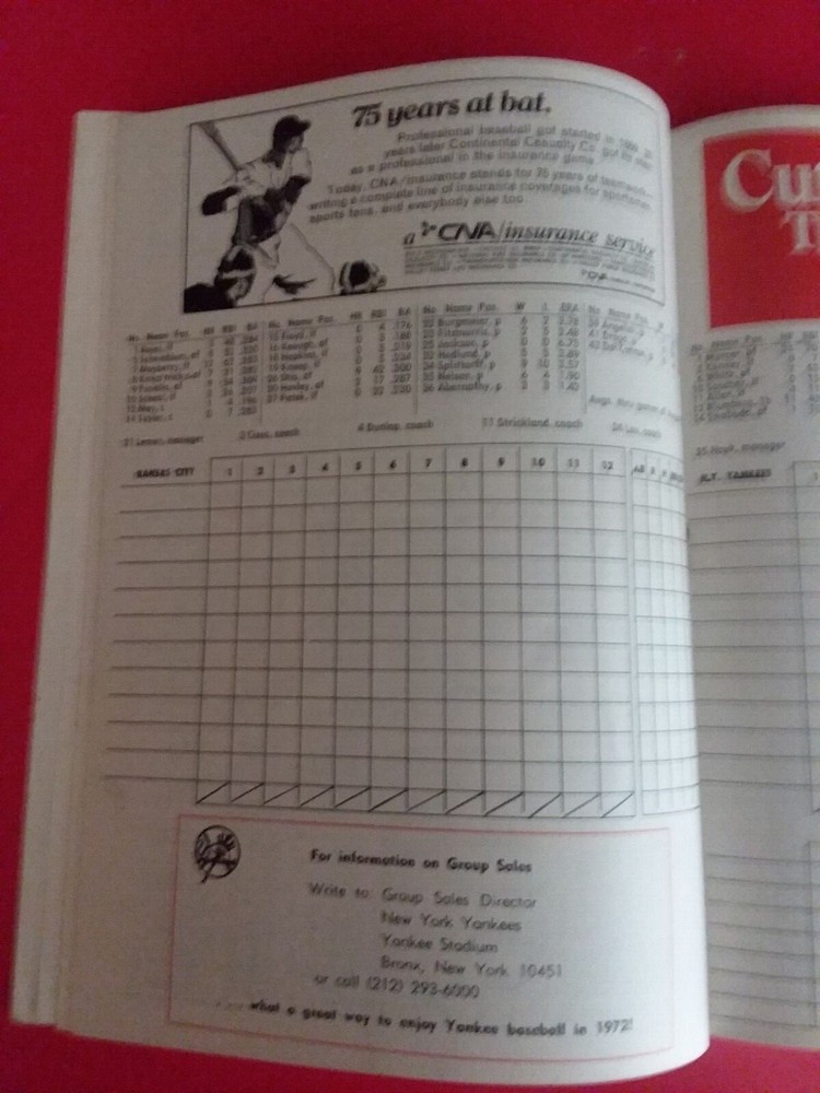 1972 NY Yankees Scorecard and Official Program (Unmarked)