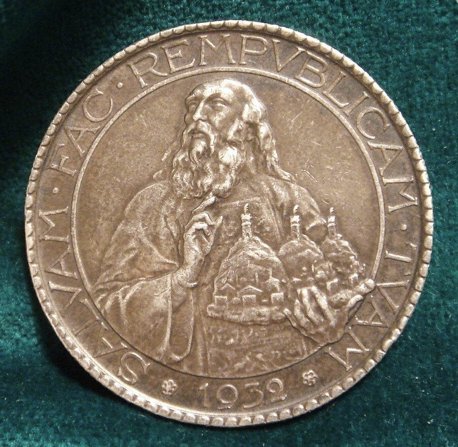 SAN MARINO 20 LIRE 1932 SILVER