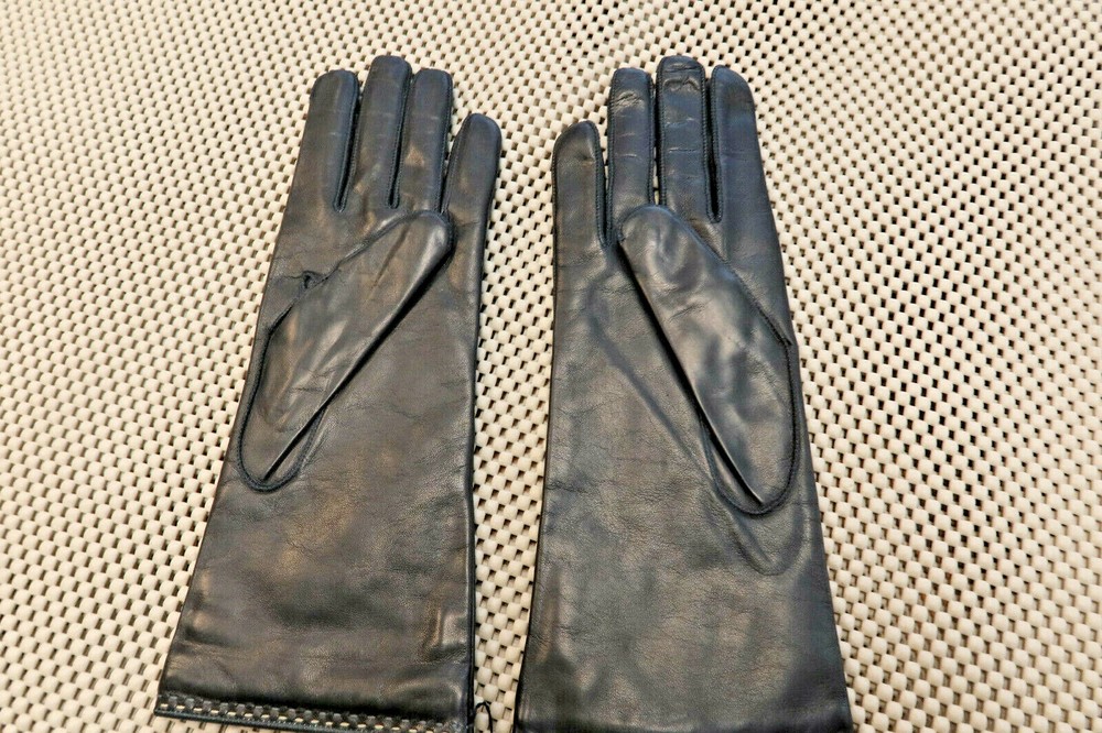 $98 Coach Women's Black Leather Basic Gloves - Size 7.5 - # 83875 - NEW!