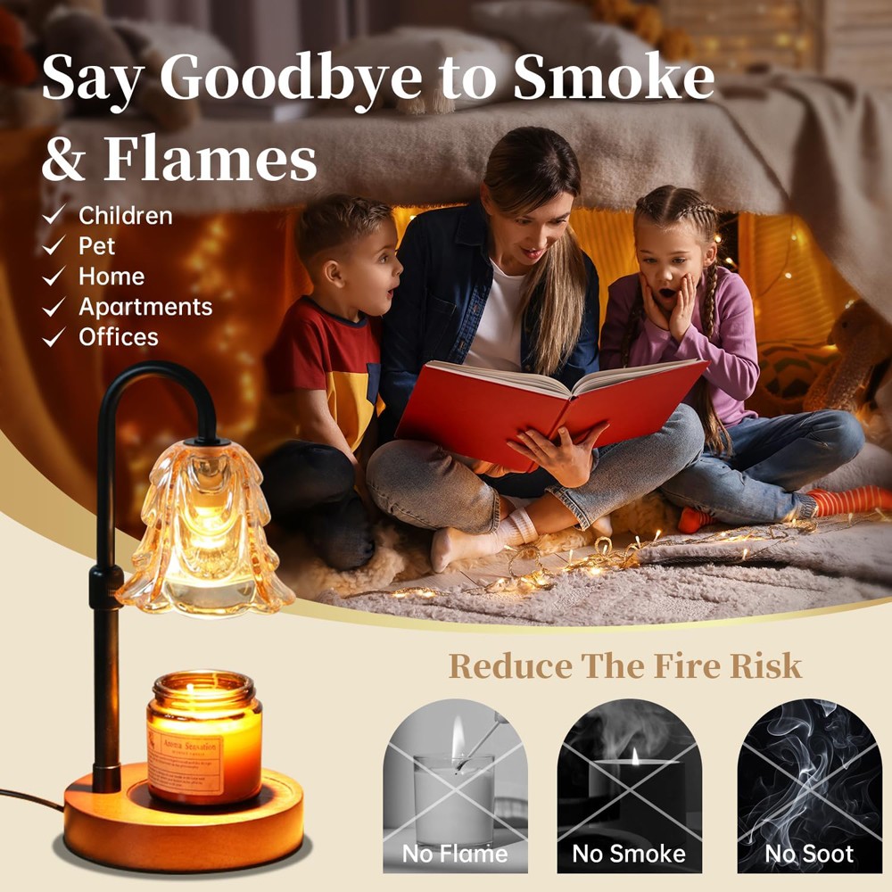 2Pack Candle Warmer Lamp,Adjustable Glass Lamp Candle Warmer with Timer Dimmable
