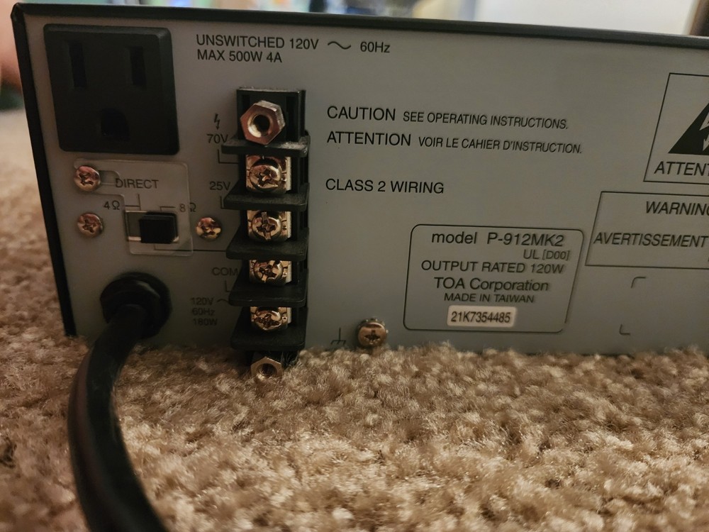 Toa Electronics P-912MK2 Amplifier 900 Series Tested Powers On
