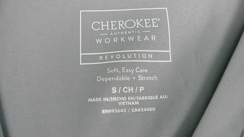 Cherokee Workwear Scrub Top Adult Size Small Solid Gray with 3 pockets