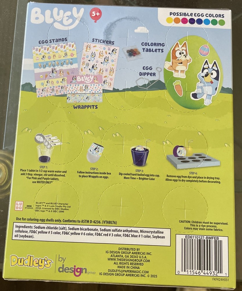 Dudley’s Bluey Easter Egg Decorating Kit, Coloring Tablets, Egg Stands, Stickers