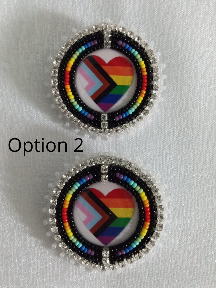 Native Beadwork - Handmade Beaded Earrings (Glittering Rainbow)