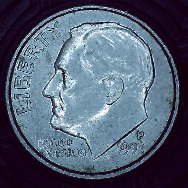 1993 P Dime error DDR and misaligned die