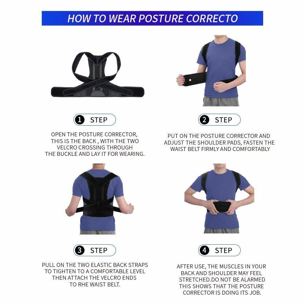 Back Support Belt Posture Corrector Brace Lower Upper Back Pain Relief Unisex US
