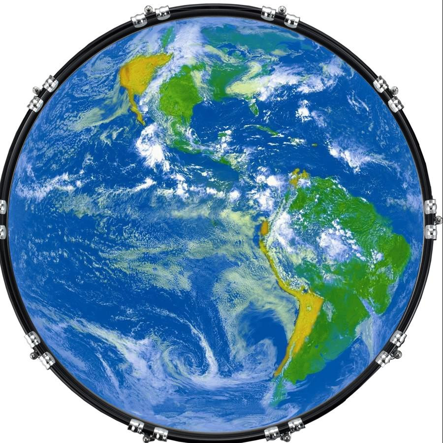 20" Custom Bass Kick Drum Front Head Graphical Earth 3