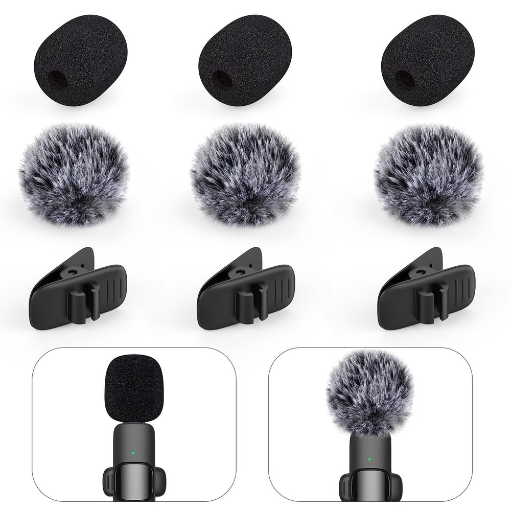 Wireless Windscreen  Foam Cover Set for Lavalier Microphone - 9 Pcs