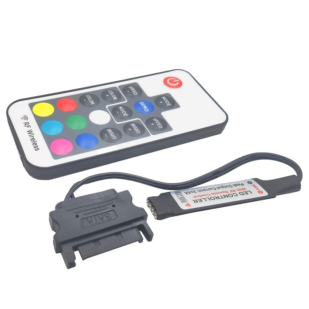 DC12V RGB Controller Mini RF17 Button Remote Wireless 4-Pin PC Case ARGB 5050