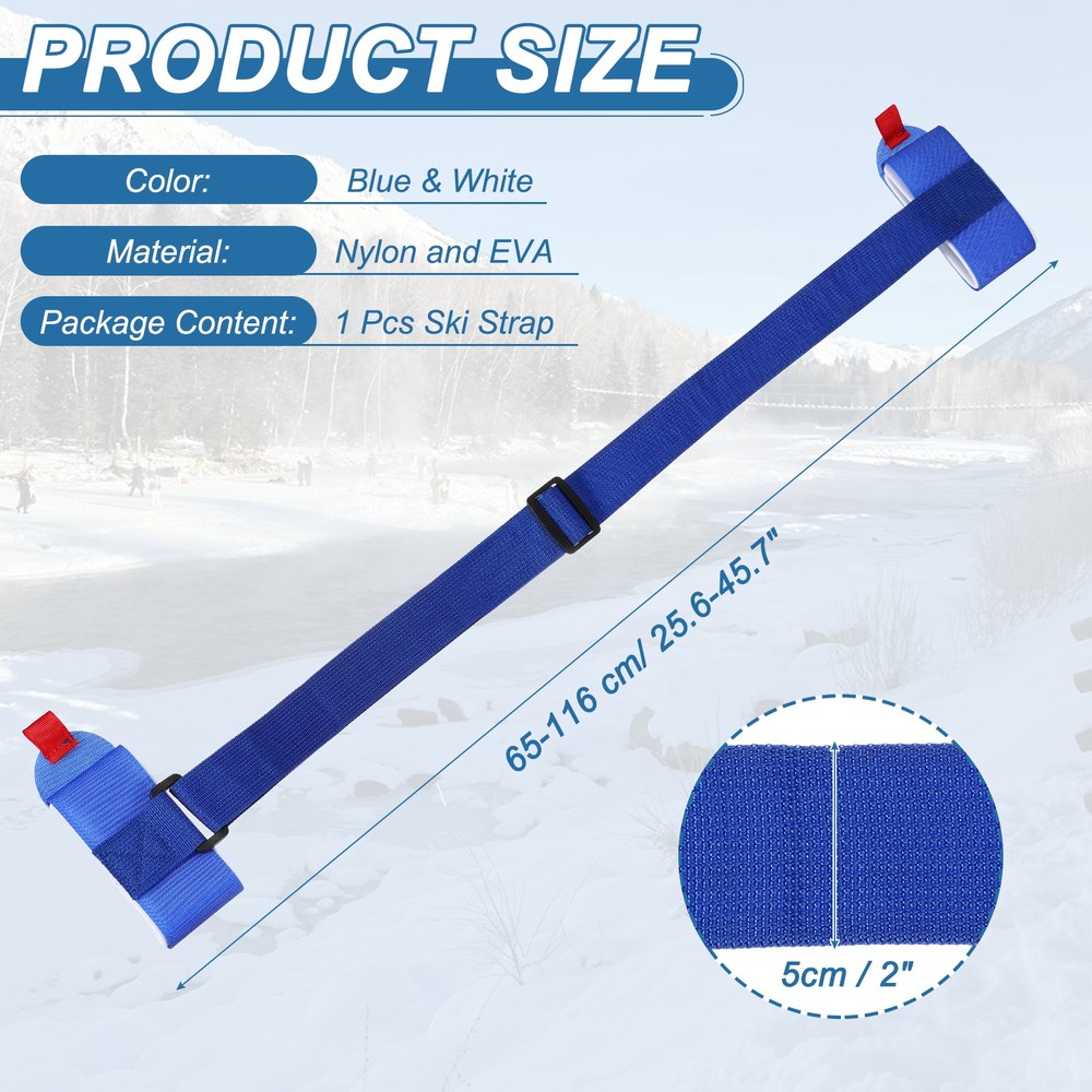 Ski Strap, Adjustable Ski Carrier Shoulder Straps,Blue & White & 45.7"