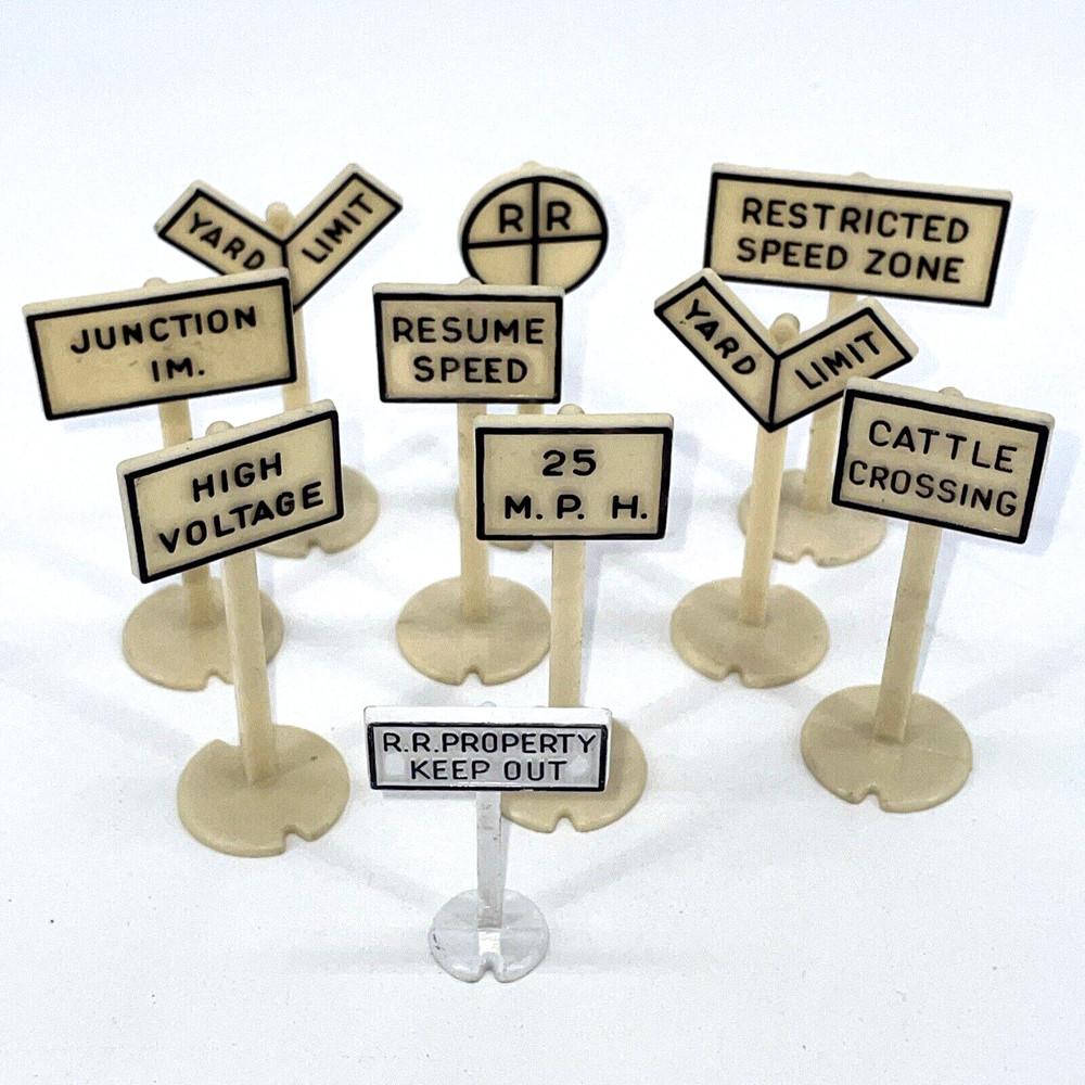 Ten Plastic Model Railroad Signs
