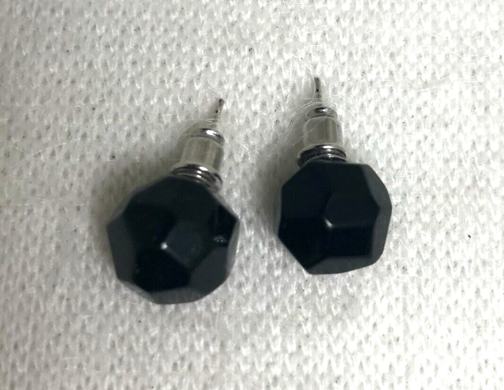 Black Acrylic Faceted Stud Earrings